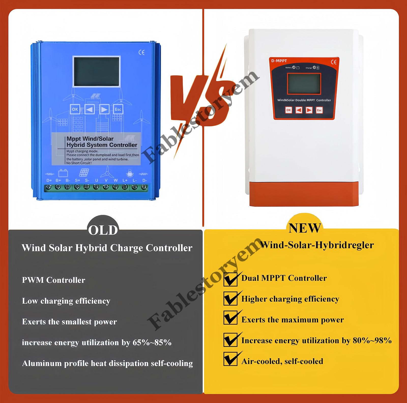 Wind Solar hybrydowy regulator ładowania 12000 W 12 V/24 V/48 V podwójny regulator MPPT Boost do turbiny wiatrowej, akumulatora, ładowarki słonecznej