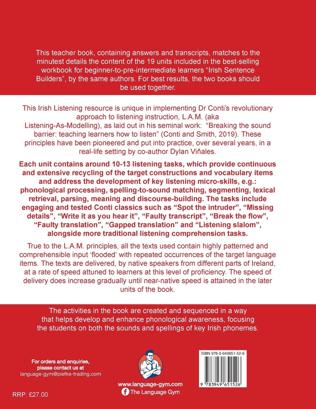 Irish Sentence Builders - LISTENING - Teacher Book (The Language Gym - Sentence Builder Books)