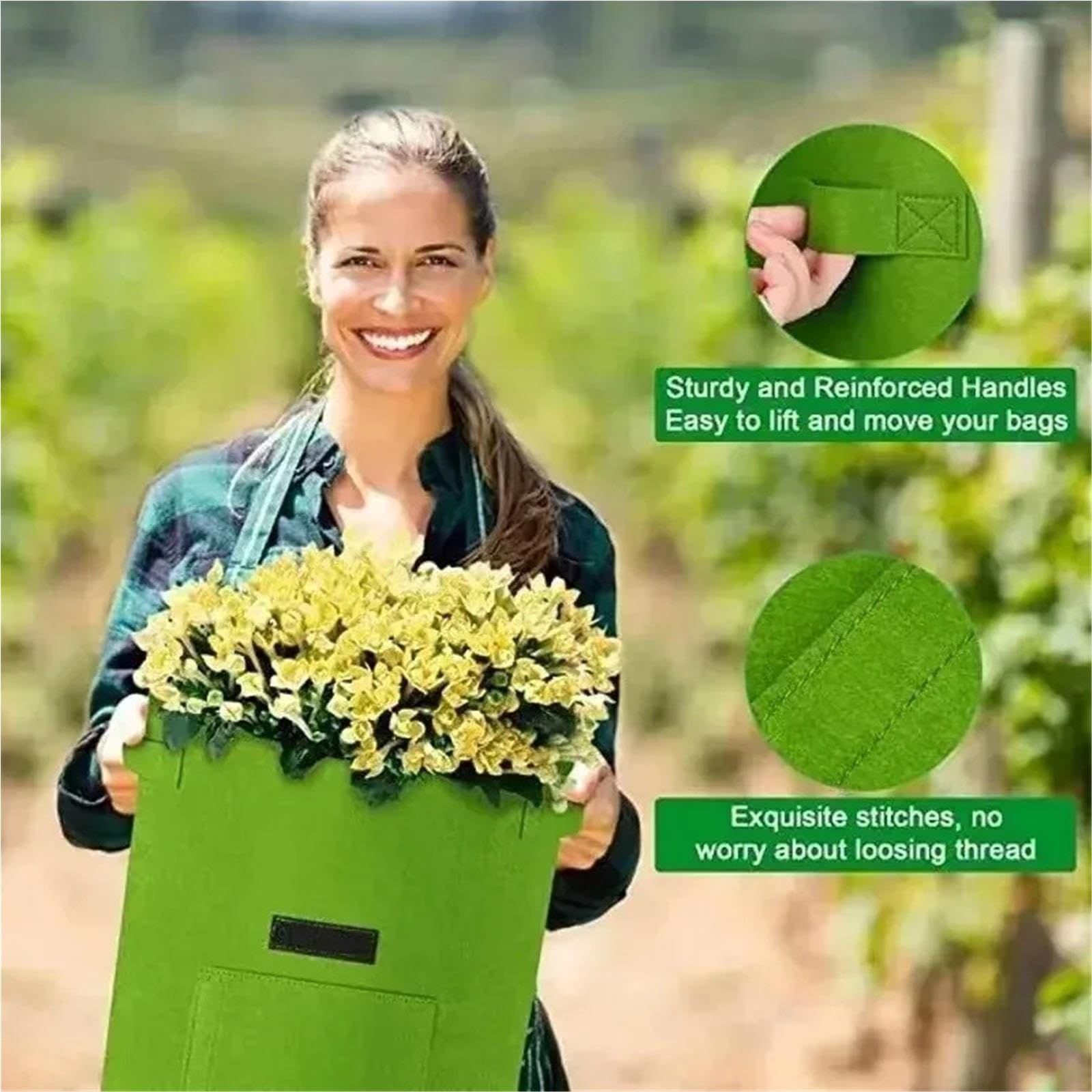 Stofftopf Pflanzbeutel aus Filz, Vliesstoff | For den Garten(Camel-S-3PCS)