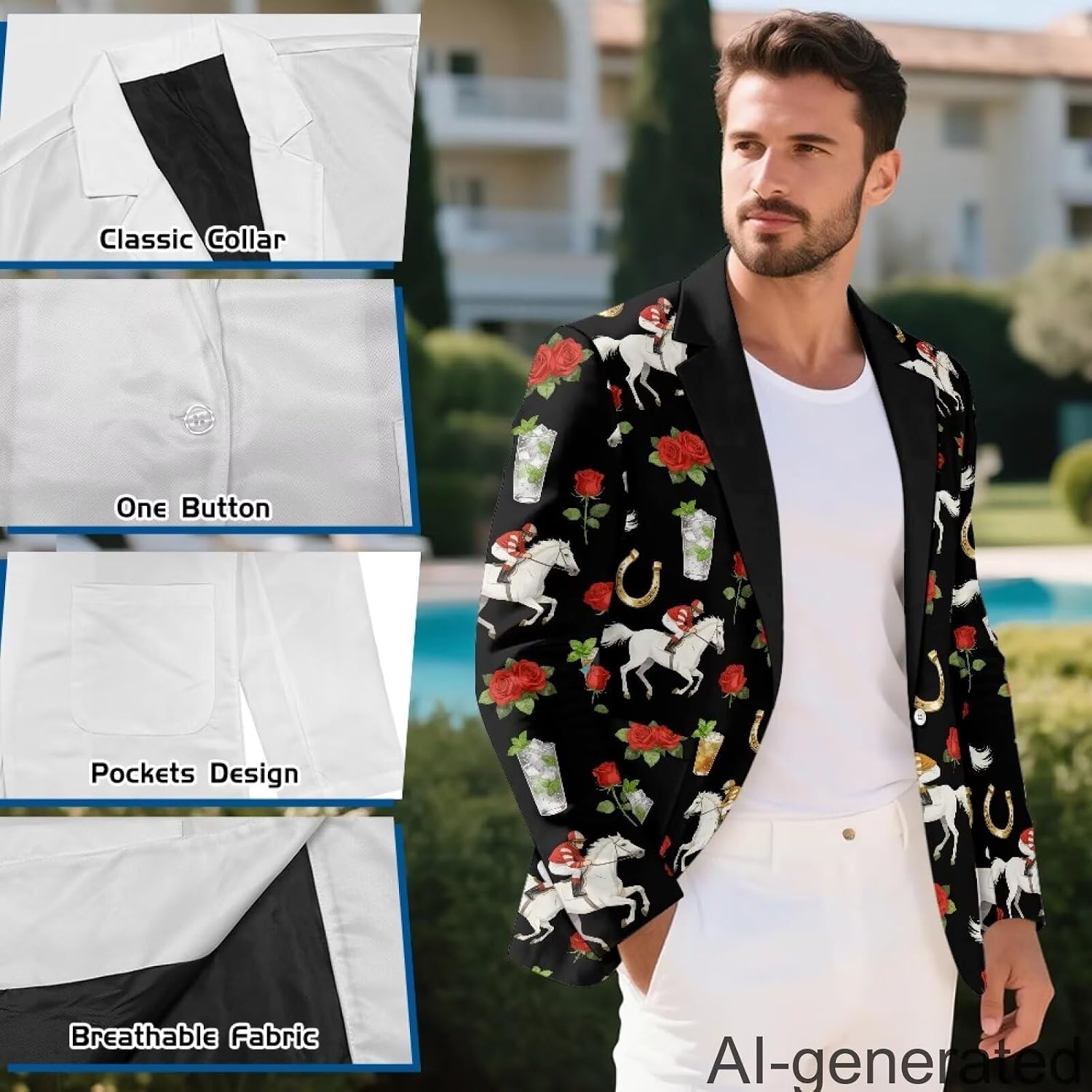 Mens Sports Coat Long Sleeve Slim Fit One Button Lightweight Sports Jacket Summer Breathable Outfit