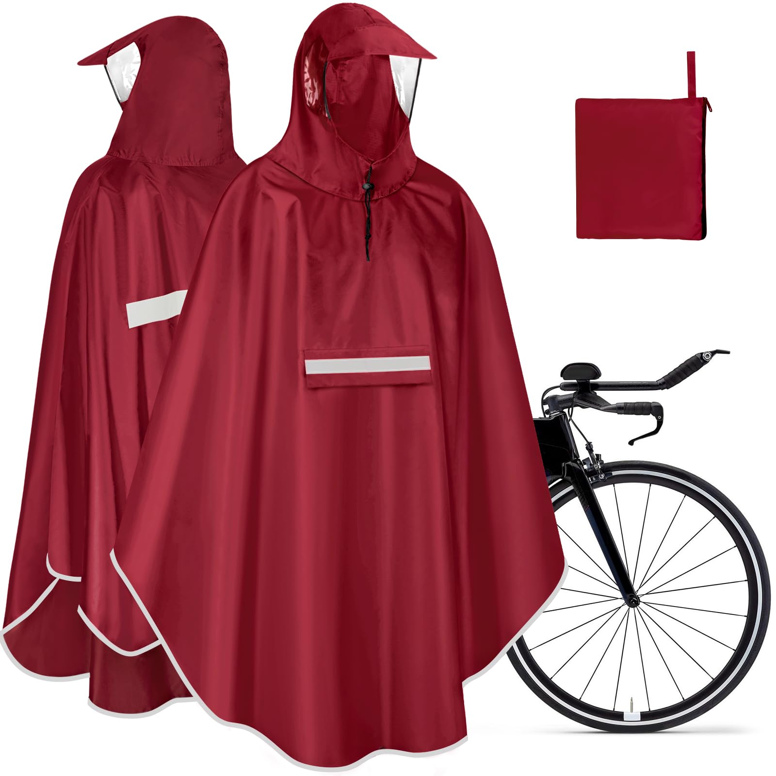 Regenponcho Fahrrad, Wasserdicht Regencape Herren Damen Regenponcho Fahrrad Regenbekleidung Mit Reflektoren Und Sichtfenster Leichte Fahrradponcho Für Nachtfahrten & Outdoor