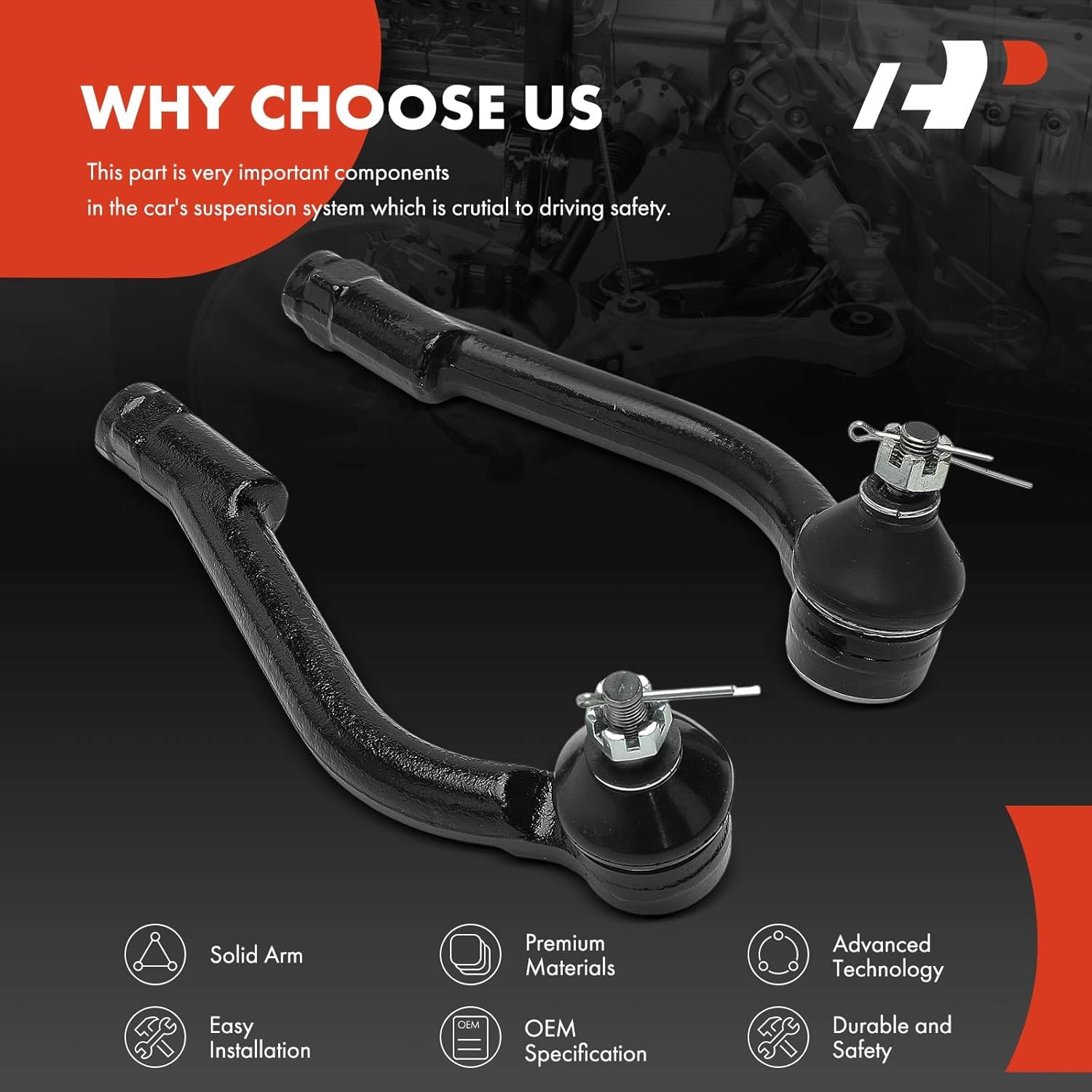 A-Premium 2 x Front Outer Tie Rod Ends, Compatible with Kia Optima 2006-2010, Rondo 2007-2012, Magentis 2006-2010