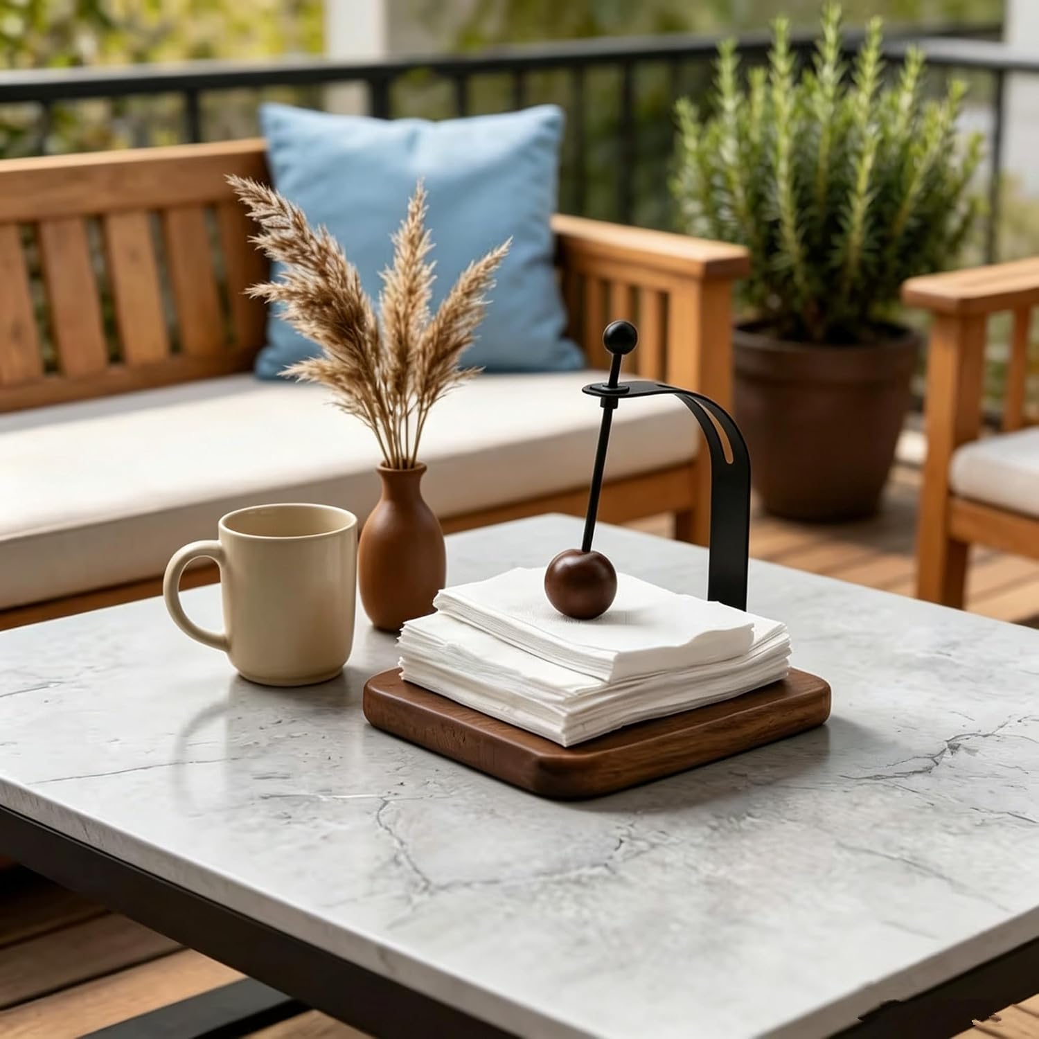 Napkin Holder for Tabler, Black Walnut Wooden Square Napkin Dispenser