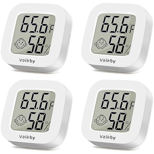 Vaikby Indoor Thermometer 4Pack, Humidity Gauge Meter Digital Hygrometer Room