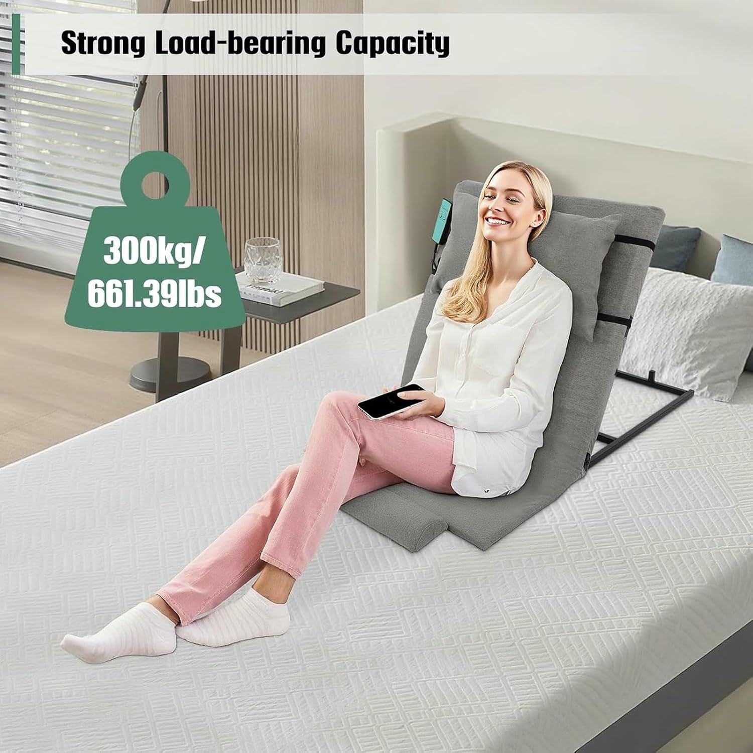 Electric Lifting Backrest for Bed, 661.39 lbs, 2-80° Adjustable Power Lifting Backrest, Capacity Remote Control Lift Back Rest, for Seniors Pregnant
