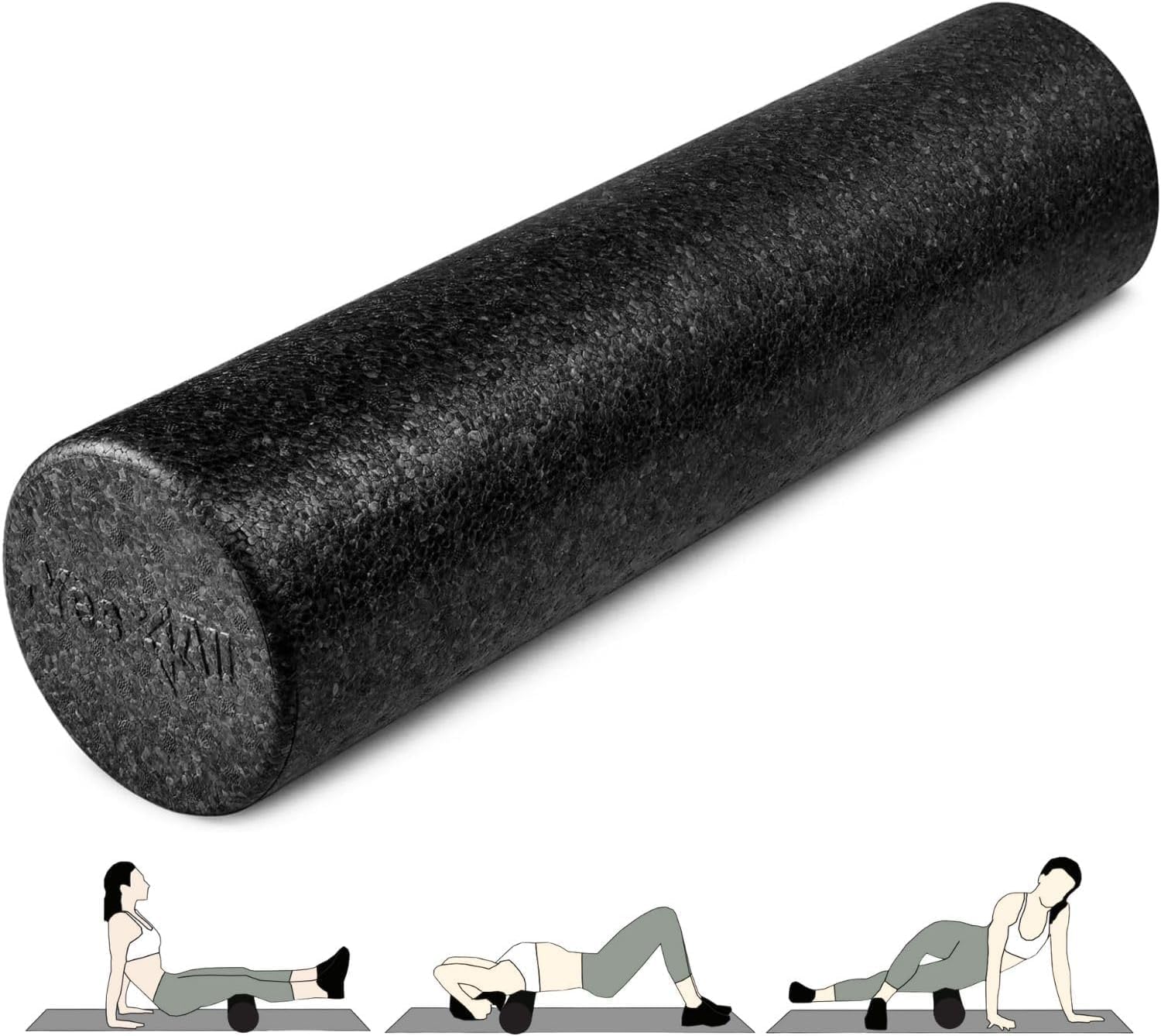 Yes4All High-Density EPP Round Back Roller Foam, Exercise Foam Roller for Yoga, Pilates & Stretching – 12, 18, 24, 36 inch