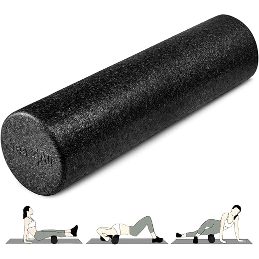 Yes4All High-Density Round Back Roller Foam, Exercise Foam Roller for Yoga, Pilates & Stretching - 12, 18, 24, 36 inch