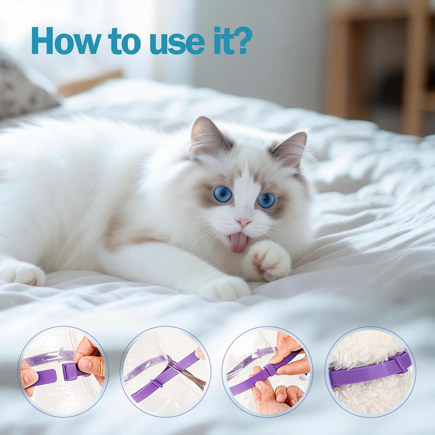 Cat Calming Collar (4-Pack) with Pheromone & Lavender, Relieves Anxiety & Stress, 30 Days Lasting Mood Relief, Adjustable Waterproof Collar for Kittens and Adult Cats
