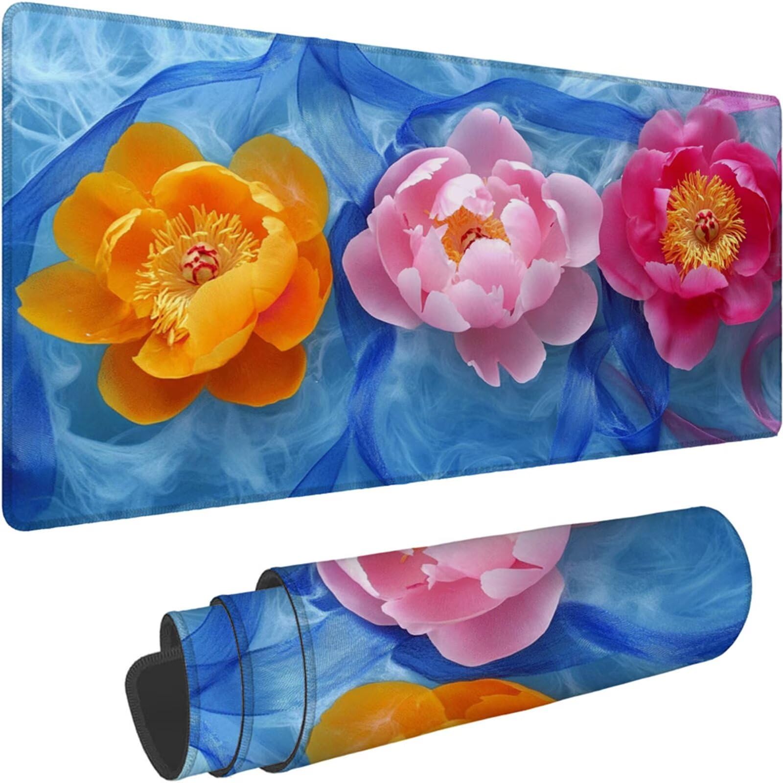Gamingowa podkładka pod mysz 1200 x 600 x 3 mm, XXL, wodoszczelna, odporna na ścieranie, z przyszytymi krawędziami, niebieska, podkładka na biurko, poprawia prędkość i precyzję pod laptopa, komputer
