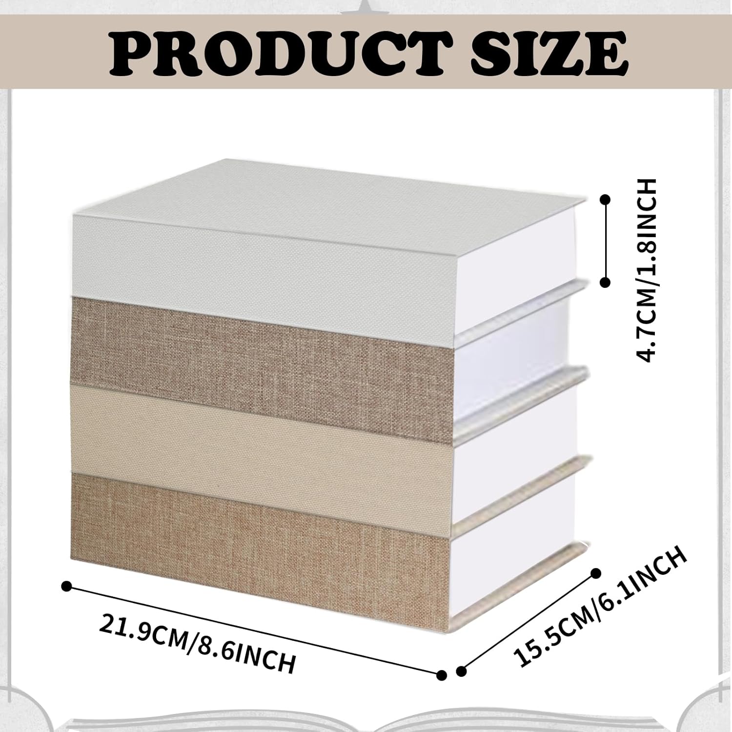 4 Pcs Faux Decorative Books Set 8.6 x 6.1 x 1.8 Inch Multicolor Decorative Faux Prop Storage Linen Fake Book Storage Box for Photo Storage DIY Crafts Coffee Table Modern Home Decoration