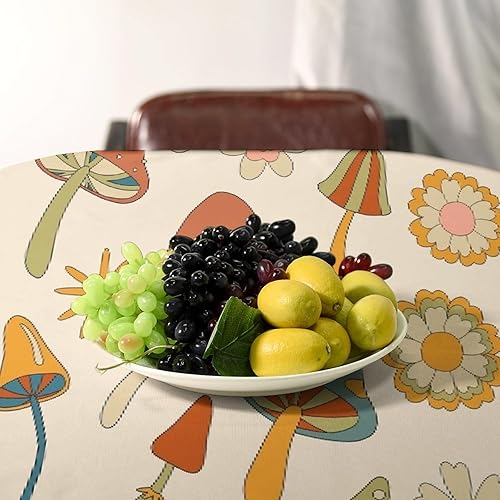 Miniatura 486 de Mantel floral hippie, diseño retro de los años 70, naranja, rosa, azul, floral, bohemio, estampado estético de margaritas, para fiesta, picnic