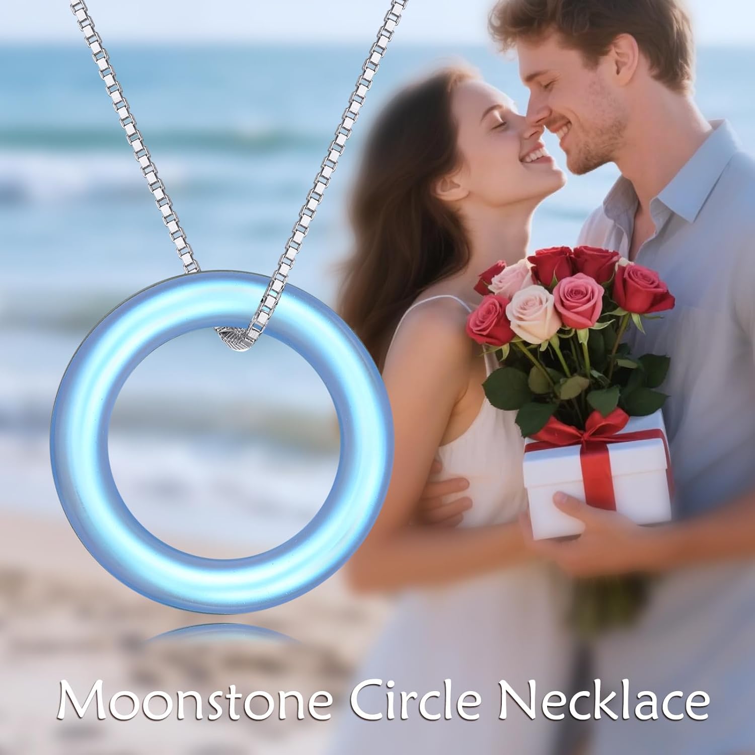 AOBOCO Circle Crystal Necklace 925 Sterling Silver Crystals Pendant Necklace for Women with Austrian Crystals Jewelry for Women Christmas Birthday Holiday Gifts - Image 6