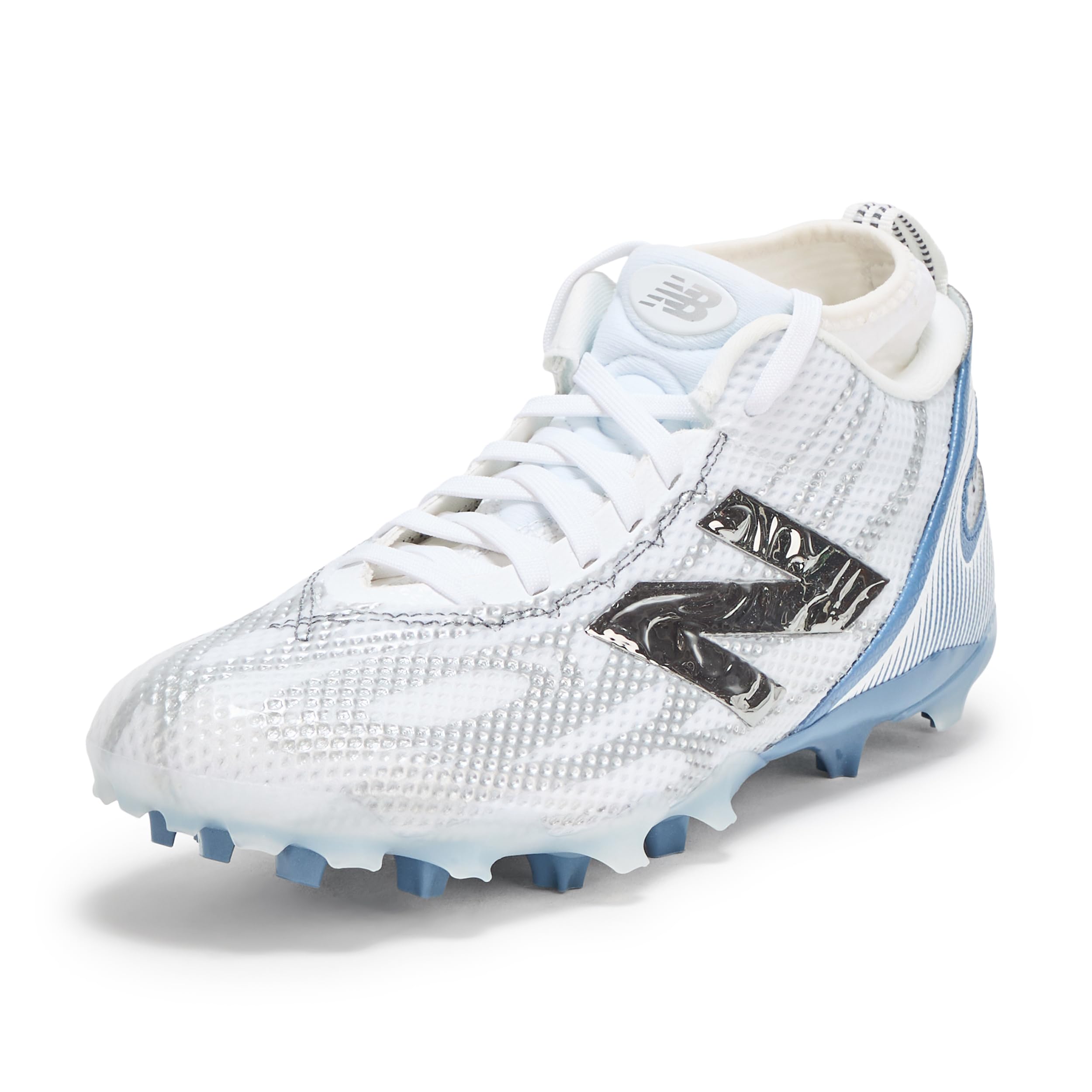 New Balance Men's Freezelx V5 Lacrosse Shoes, White/Silver/Shoreline Blue, 7