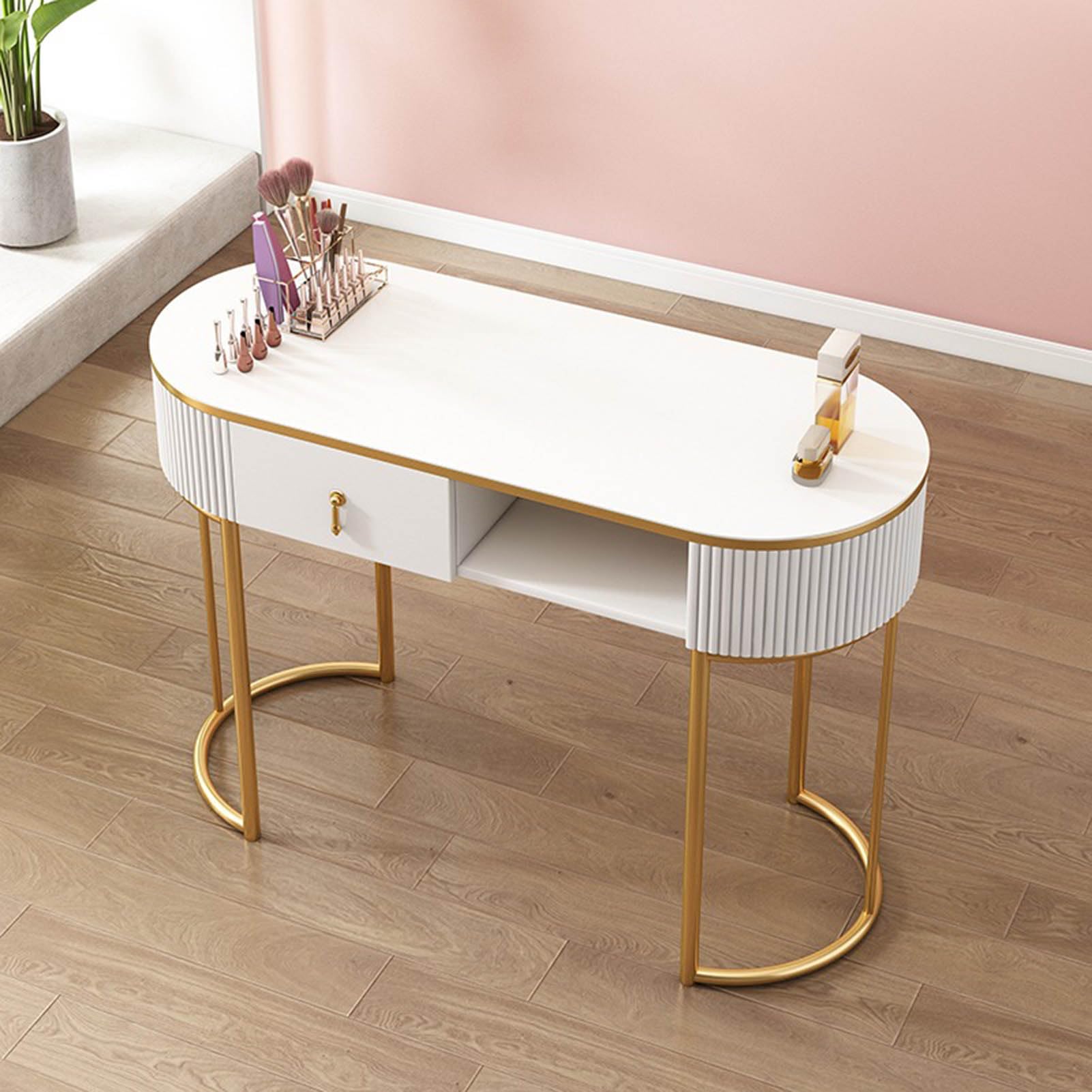 Generisch Nagelkunst-Schreibtisch mit Stauraum und Schubladen, professioneller Maniküre-Arbeitsplatz für Salon und Spa, ideal für Schönheitsservices, 120cm Glas-Oberfläche
