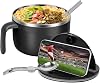 Ramen Bowl with Lid 1200 ml Ramen Bowl Instant with Chopsticks Tablespoon Filterable Ramen Bowl with Mobile Phone Holder for Instant Ramen Turkey Noodles Instant Instant Noodles (Black)