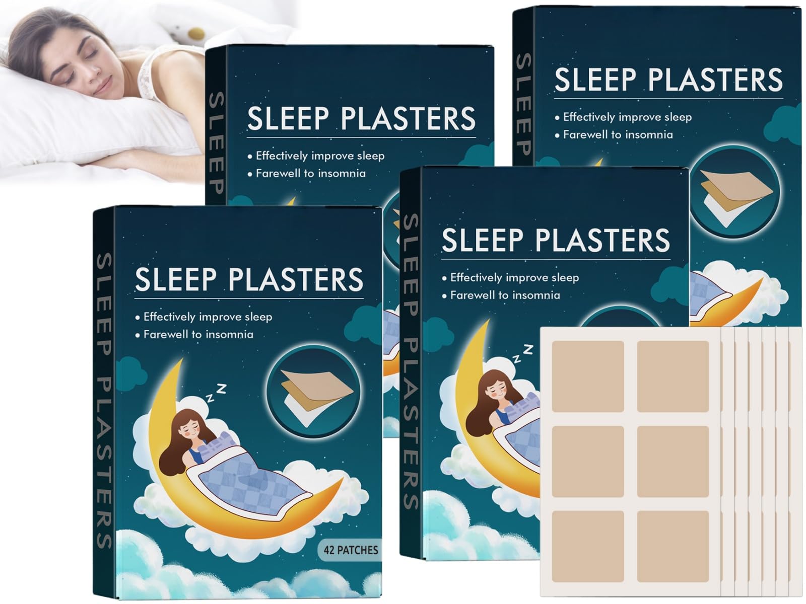 Parches Para Dormir Naturales,4pcs Parches para Dormir,Parches Naturales para Dormir Profundamente,Parches Para Dormir Profundo,Parches para Dormir para Adultos,Parches de Apoyo para El Sueño