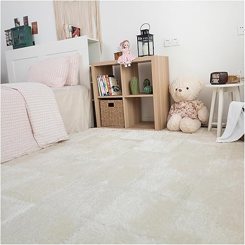 Tapete de juego de rompecabezas de 12 piezas, azulejos de alfombra de felpa entrelazados, azulejos cuadrados de espuma esponjosa, alfombras de área