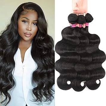 UNice Hair Icenu Series 10A Brazilian Body Wave Virgin Hair 3 Bundles 100% Human Hair Weave Extensions Natural Color 95-100g/piece (12 14 16)