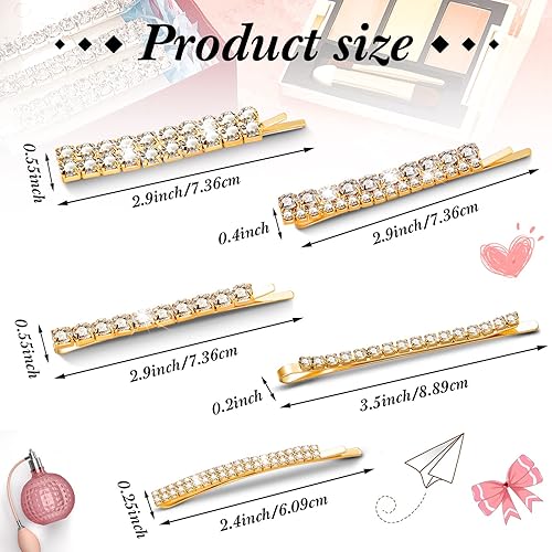 Miniatura 2 de 15 pinzas para el cabello con diamantes de imitación de metal, horquillas de cristal transparente para mujeres y niñas, pasadores de pelo con