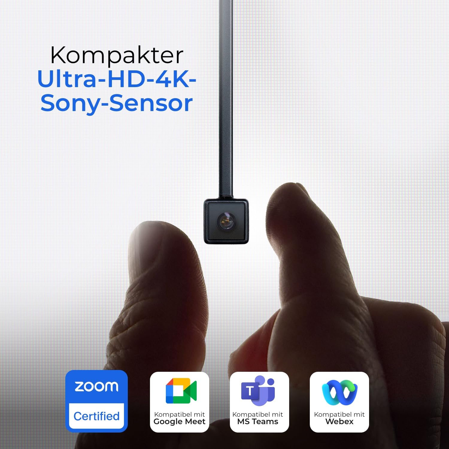 ProHello 4K HD Webcam mit Blickkontakt & Windows Hello Gesichtserkennung | Mikrofone mit Geräuschunterdrückung, USB Plug & Play für Mac, PC & Linux, kompatibel mit Zoom, Teams, Meet