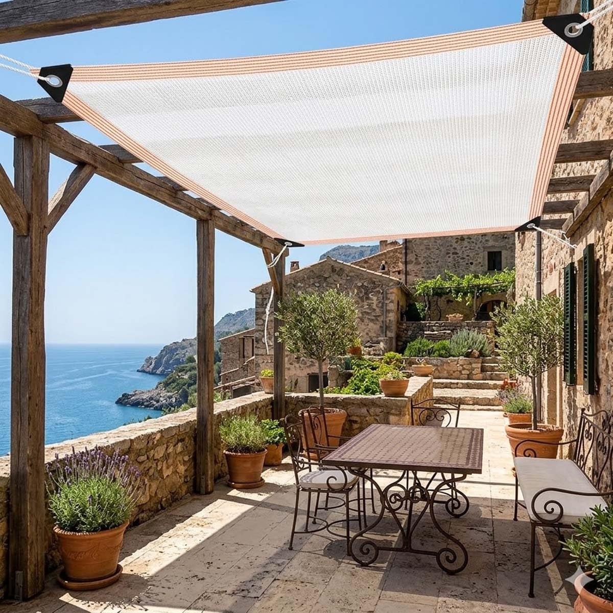 Voile D'ombrage Rectangulaire Blanc, Filet Protection Solaire, 1.5x5m 2x5m 3x8m 4x9m 5x7m 6x6m 7x8m 8x10m Toile Ombrage Extérieur pour Pergola, Serre, Jardin, Pet House(4.0mx7m)