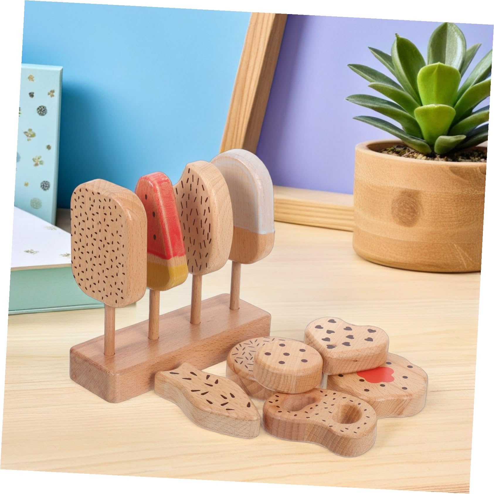 BESPORTBLE Giocattolo in Legno per Gelato e Ciambelle per Ragazzo Ragazza Cibo Finto per Cucina di Ragazzo Ragazza Accessori da Cucina per Giochi di Ruolo Decorazioni per Feste e Festival