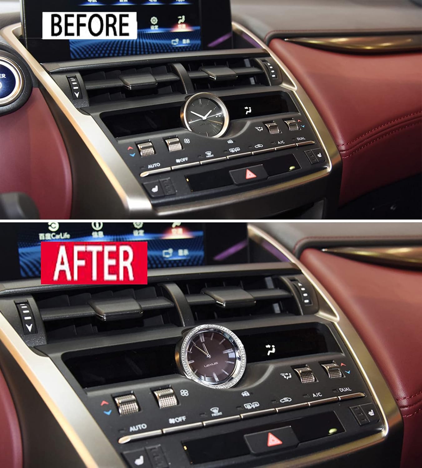 Crystal Clock Cover Diamond Outer Ring Compatible with Lexus NX2015-2017 NX200 NX300 F Sport AWD FWD