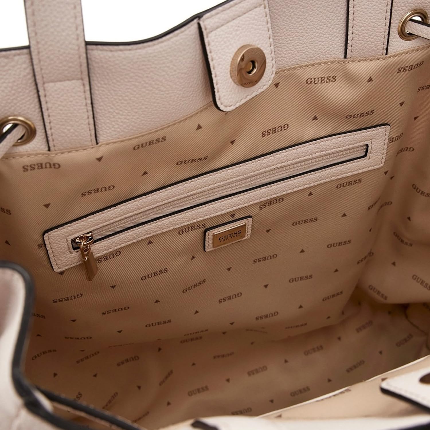 GUESS bolso de hombro bolso shopper Calebra Drawstring Tote Cream White crema