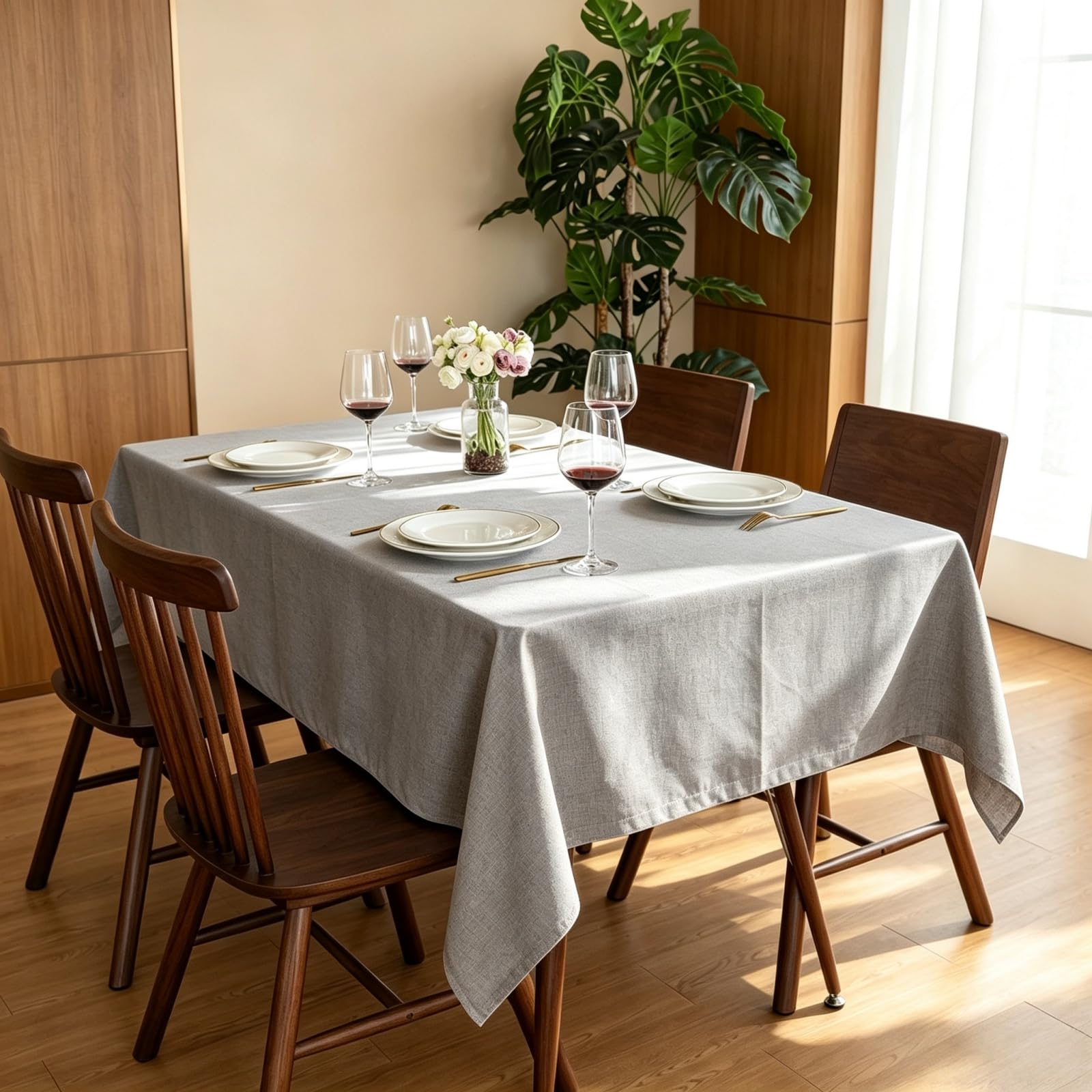 Mantel Rectangular Antimanchas 120 x 230 cm Lavable, Impermeable Manteles de Mesa Color y Tamaño a Elegir para Decoración de Banquetes Durante Todo El Año, Gris Claro