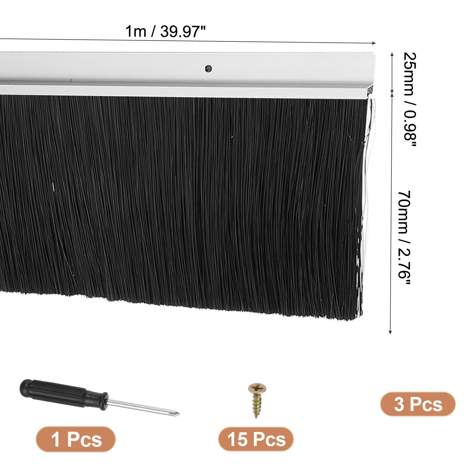 PATIKIL Door Brush Sweeps 2.76" Bristles x 39.37" Long - Image 2