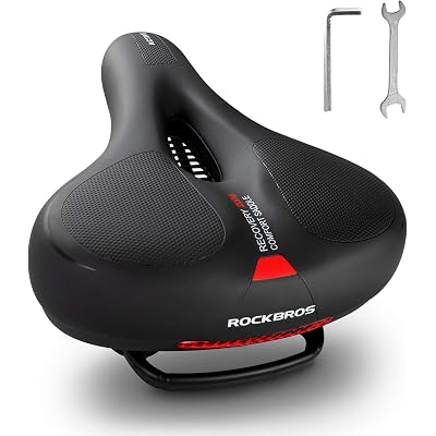 ROCKBROS Bike Seat Cushion for Men Women with Dual Shock Absorbing Ball Memory Foam - Ergonomic Bike Saddle, Handle for Easy Transport Soft Wide Waterproof Exercise Bicycle Seat for Peloton, Road Bike