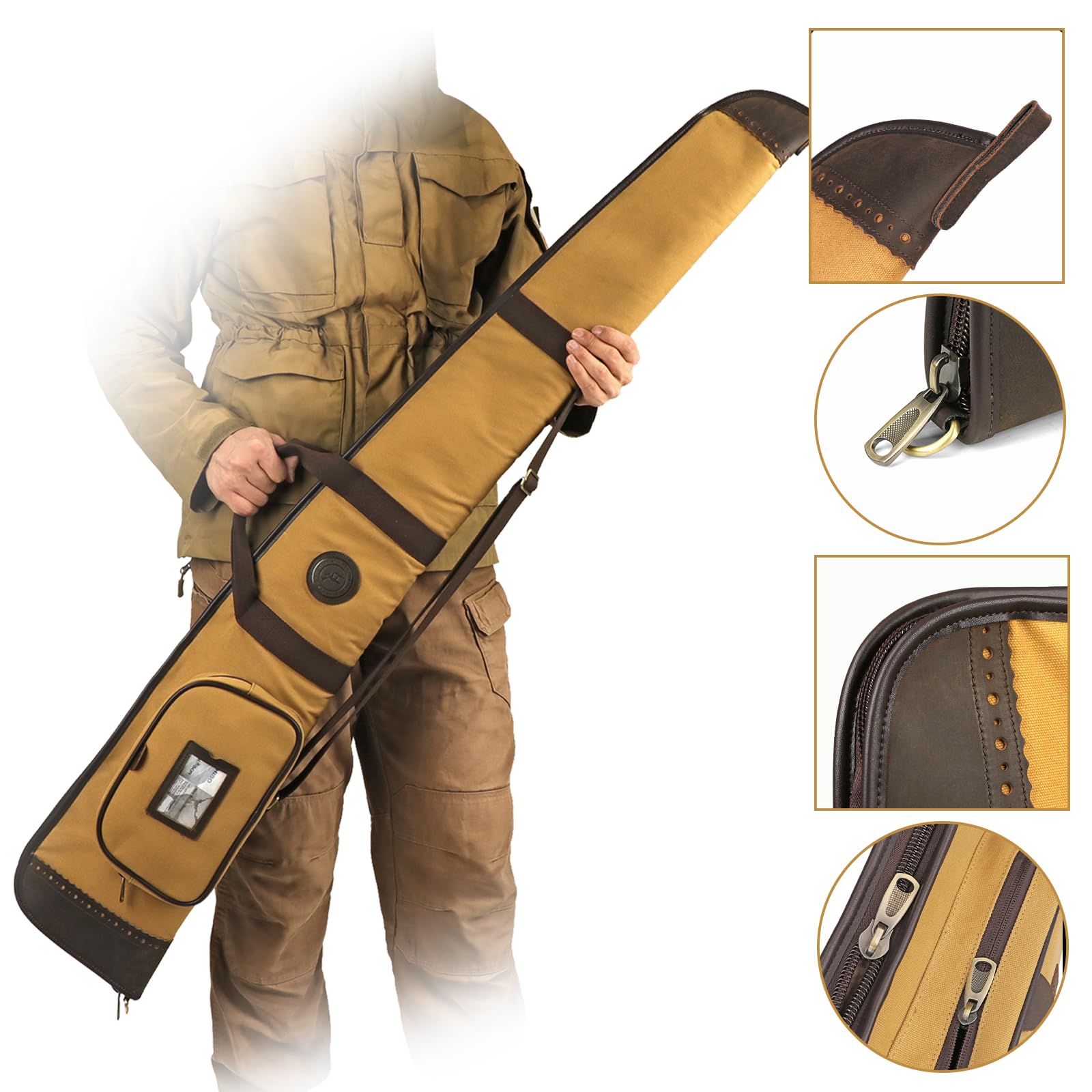Funda de lona acolchada suave para escopeta de 52 pulgadas con correa para el hombro