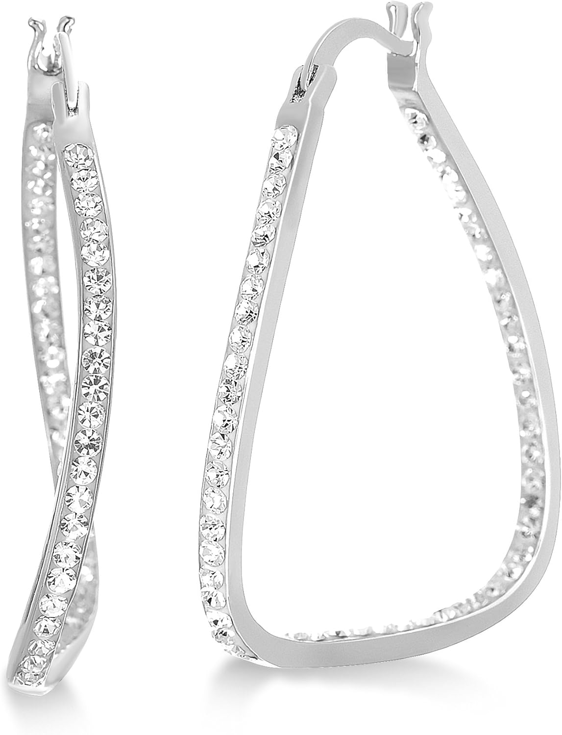 Devin Rose Wavy Oval 40mm Hoop Earrings for Women made with Faceted Crystals