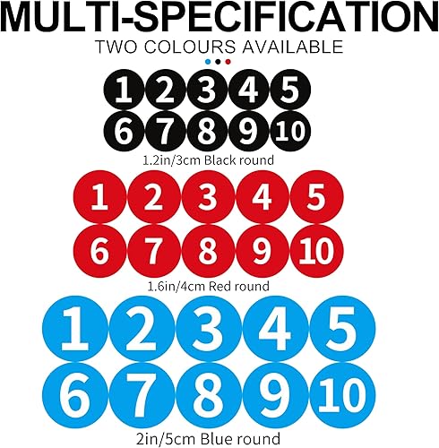 Miniatura 10 de 2 hojas de calcomanías de vinilo numeradas de círculos de 1 a 10, antidecoloración, impermeables, de 1.6 pulgadas, autoadhesivas, troqueladas,