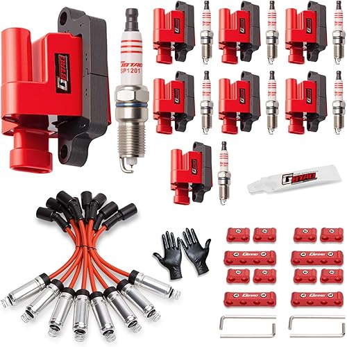 Set of 8 Square Ignition Coil Pack and Spark Plug Wire Harness for Chevy GMC Hummer Avalanche Savana 1500 2500 3500 Sierra H2 4.8L 5.3L 6.0L Replaces UF271 748EE 41962