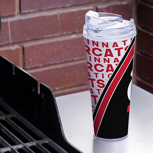 Miniatura 52 de Rico Industries NCAA - Vaso de acrílico estándar de 24 onzas con tapa con bisagras, vaso de doble pared con licencia oficial y popote