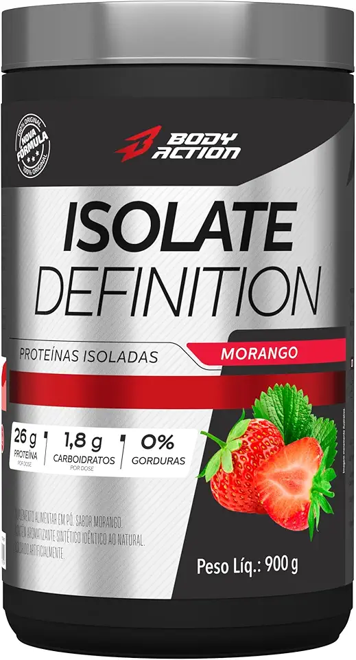 Whey Protein Isolado Isolate Definition 900g Sabor Morango Bodyaction