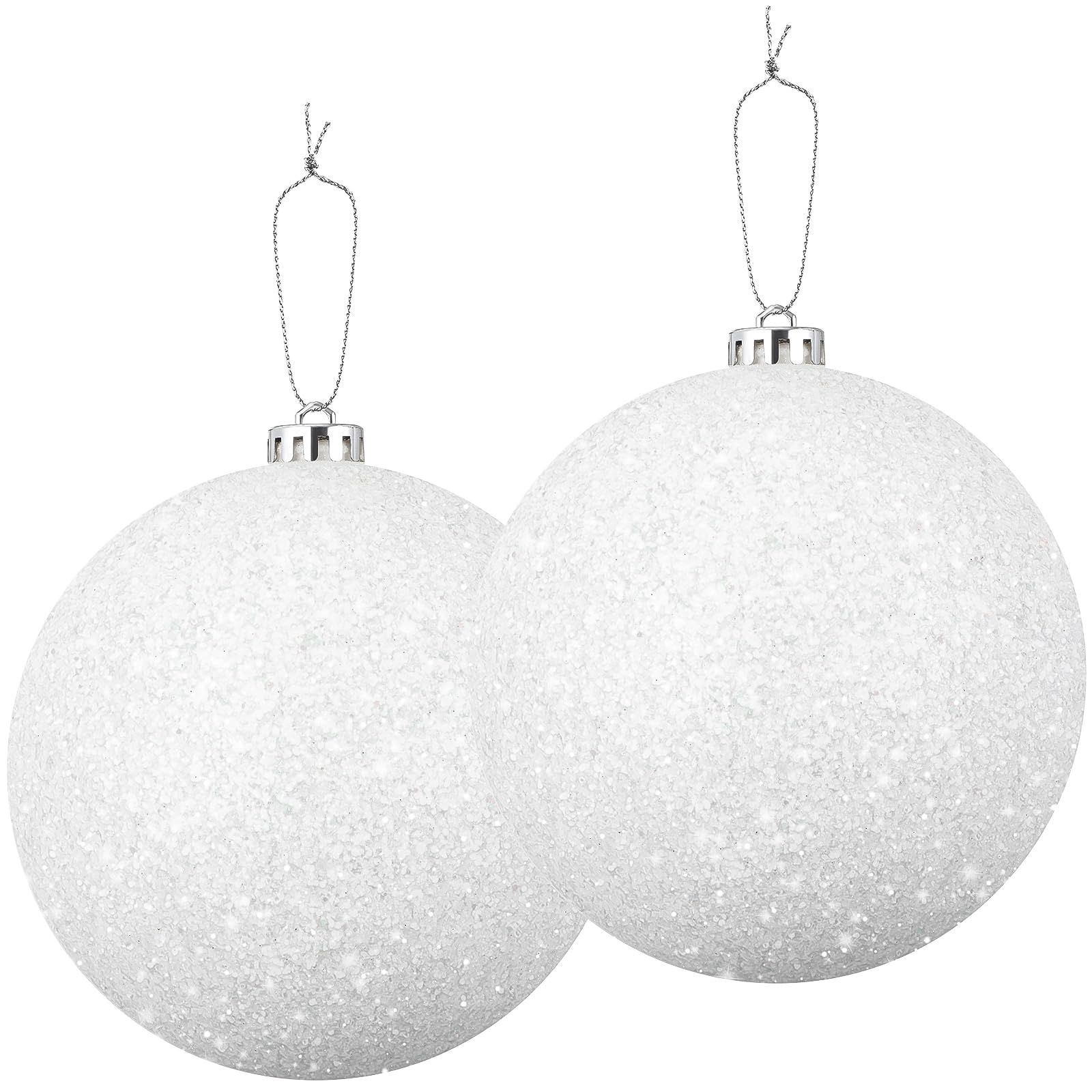 Lot de 4 mini boules de Noël à paillettes en plastique à suspendre pour sapin de Noël, décoration d'hiver, fête, mariage (15,2 cm)