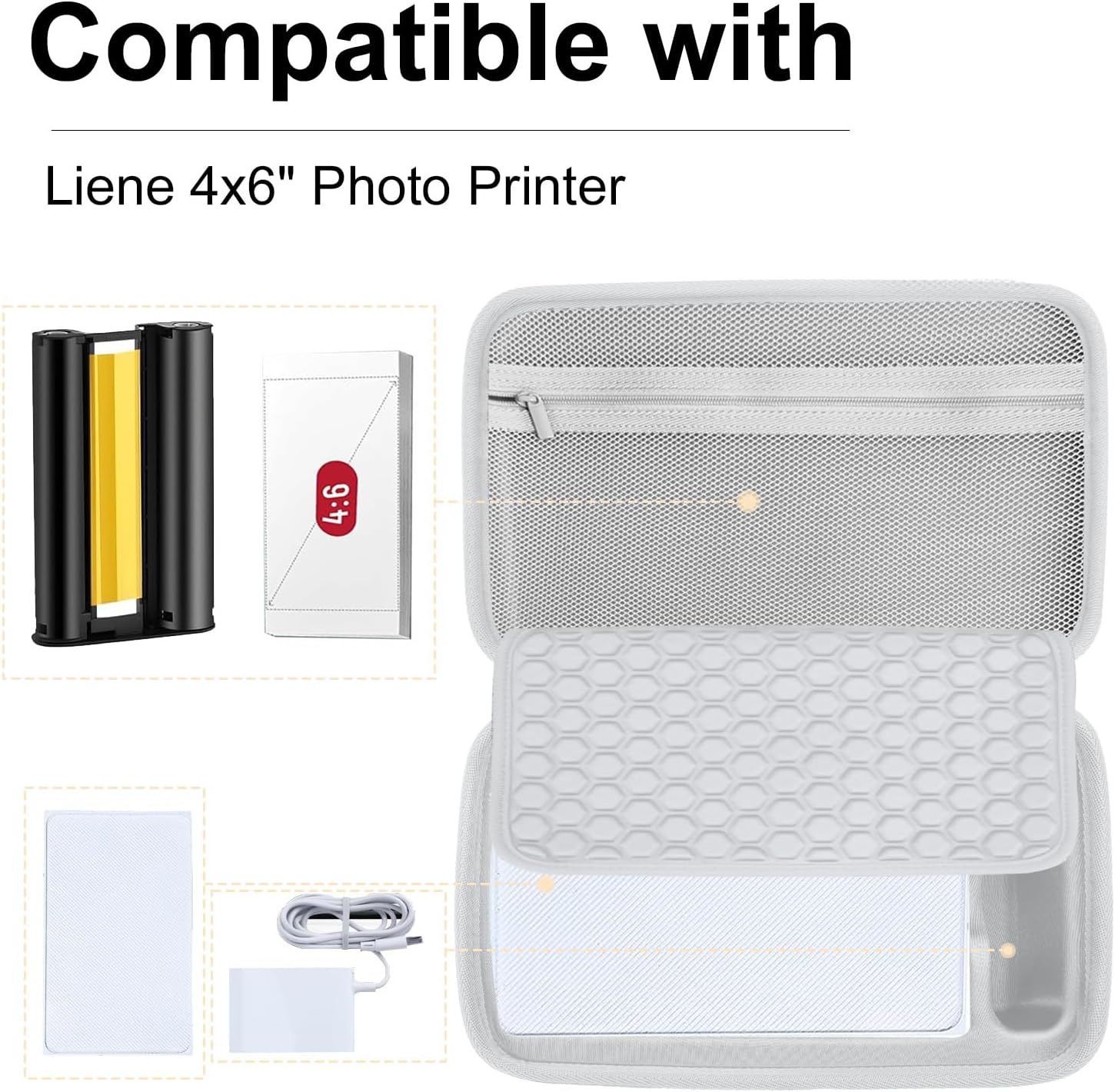Hard Case Compatible with liene 4x6'' Photo Printer,Carrying case for M100 M200 Printer Accessories Portable Travel Protective Bag,Orange (Only Case)
