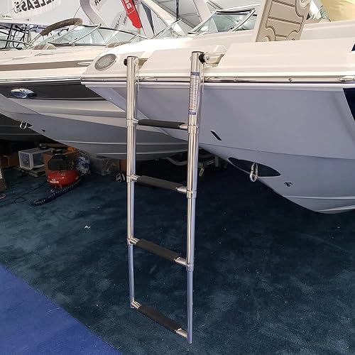 4 Step Telescoping Boat Ladder Folding Pontoon Dock Ladder, Stainless Steel Swimming Stepladder for Boat Ship Yacht Marine, Rated to 400 Pounds - Thumbnail 6