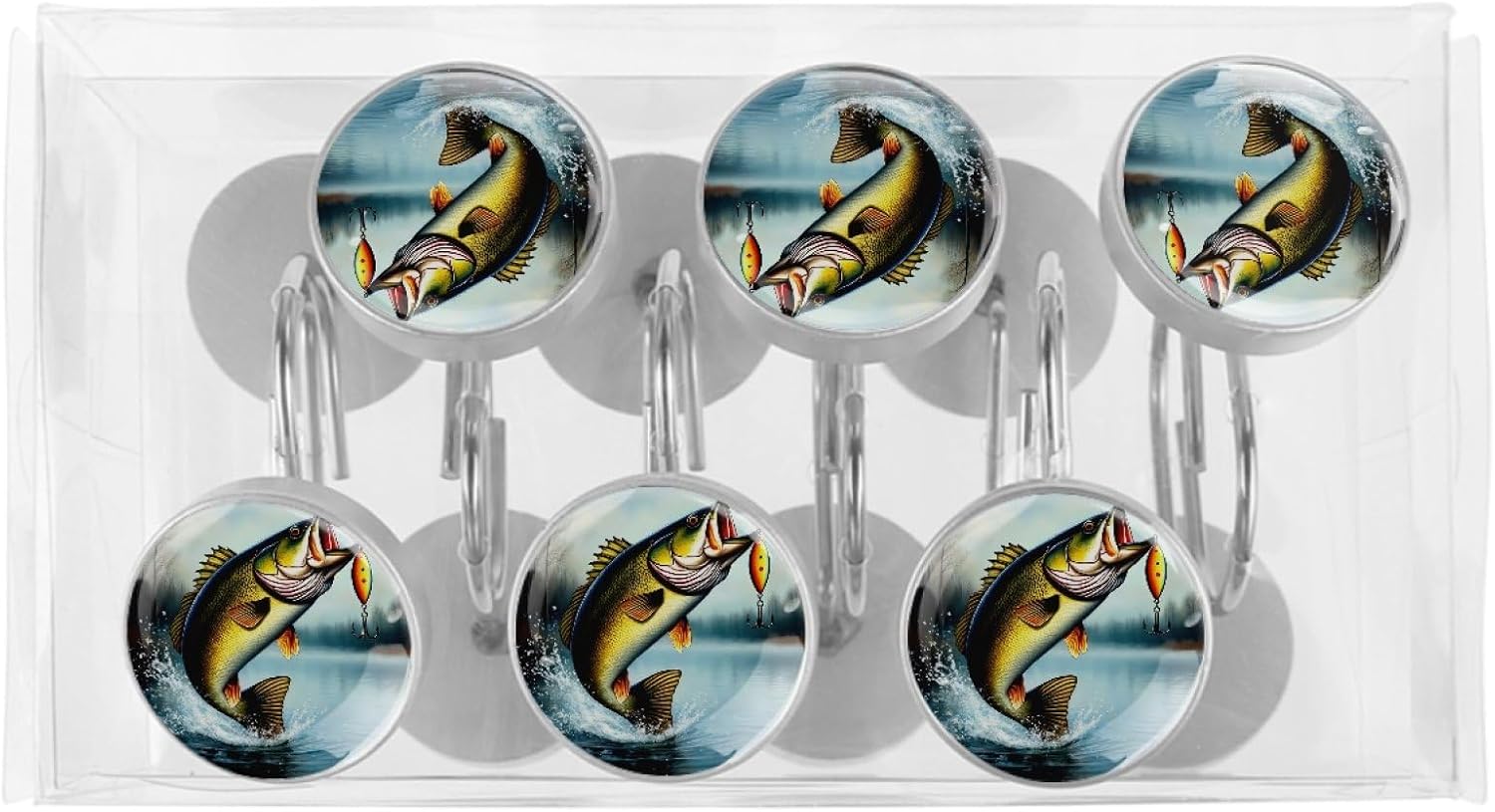 12Pcs Bass Fish Shower Curtain Hooks Decorative Shower Rod Rings Resin Curtain Hanger Hooks for Living Room Bedroom Bathroom Decor image 5