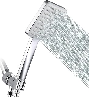 High Pressure Shower Head with Handheld, 6 Spray Modes/Settings Detachable Shower Head with Stretchable 59" 304 Stainless Steel Hose and Multi Angle Adjustable Shower Bracket