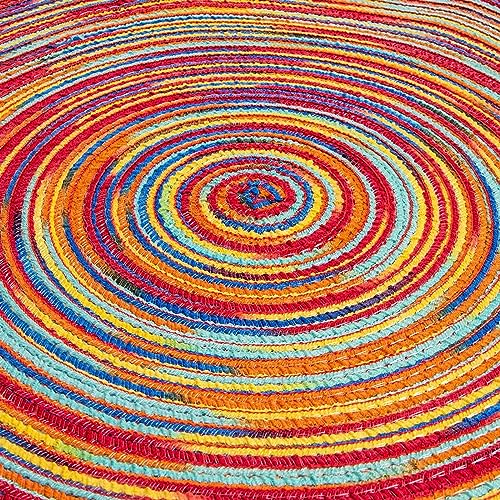 Jogo americano trançado redondo colorido para mesa de jantar (38 cm, pacote com 8)