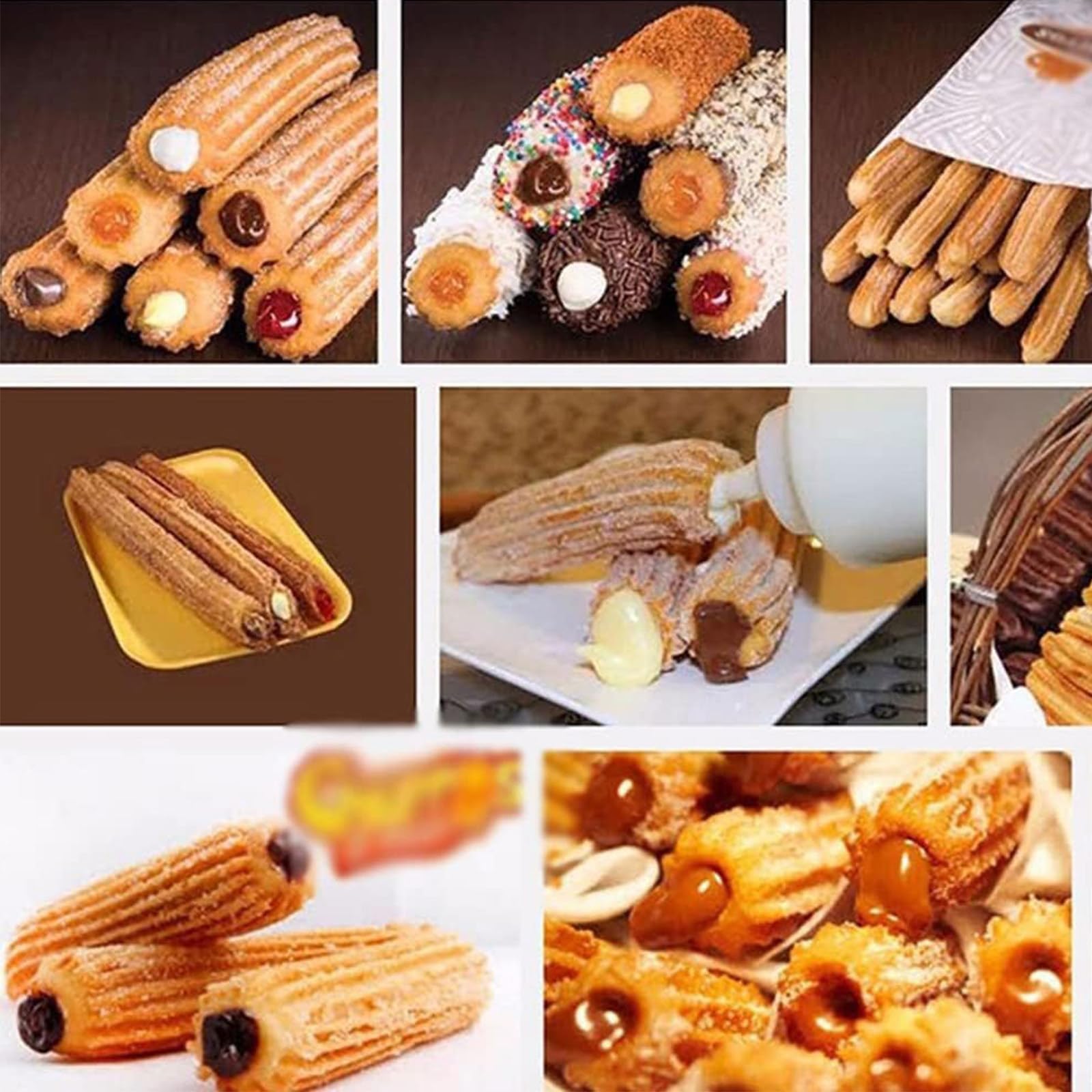 SICWEDIM Manual Churro Maker,Commercial 2L,3L,5L,7L,10L,15L Manual Spanish Donut Churro Maker Machine with 5 Kinds of Molds (2L)