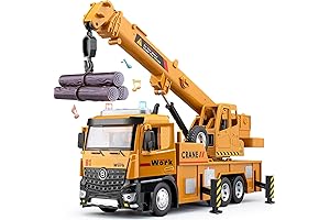 Crane Truck Toy for Boys - Friction Powered Construction Crane Truck with Lights and Sounds