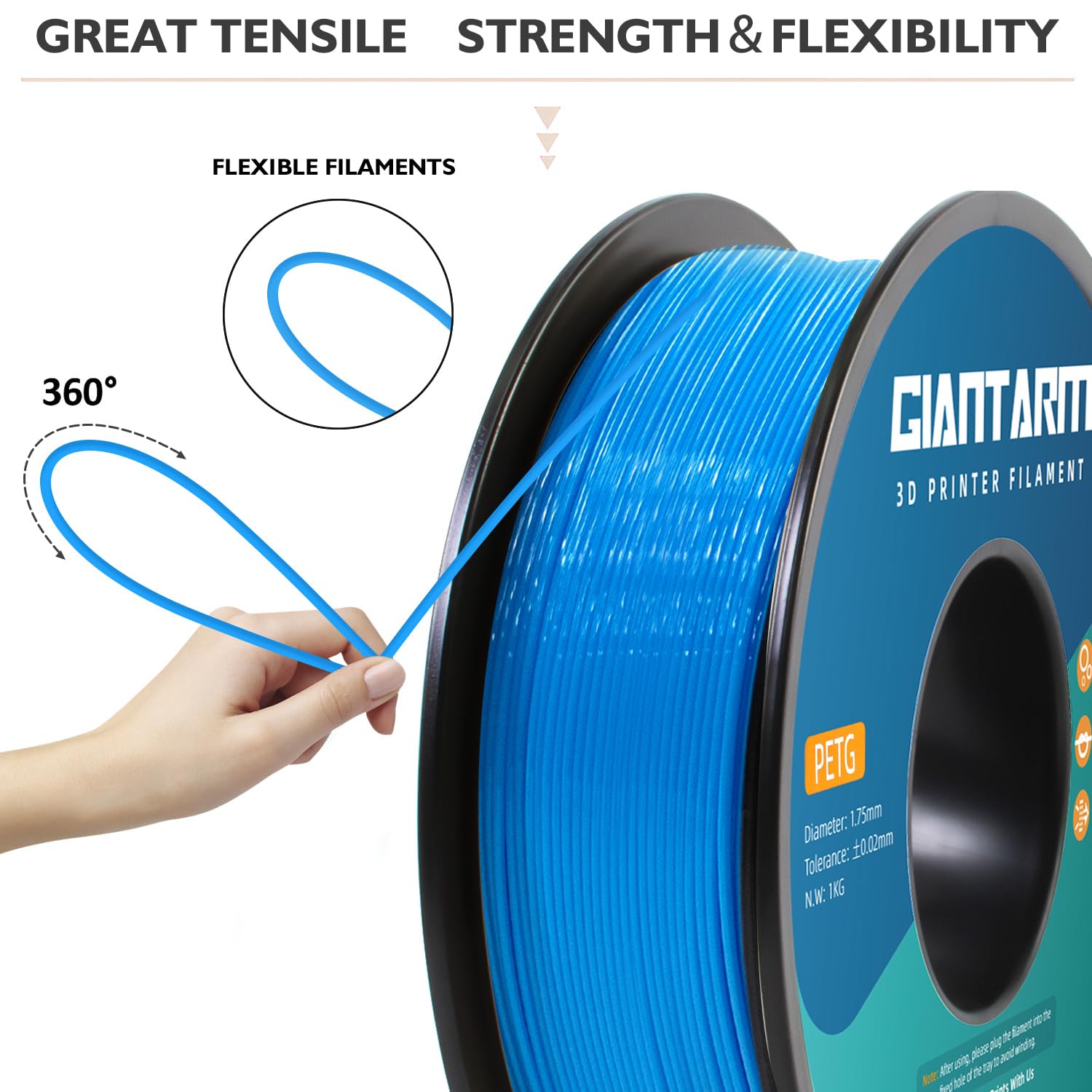 PETG Filament per Stampante 3D (1kg Blu acqua, PETG)