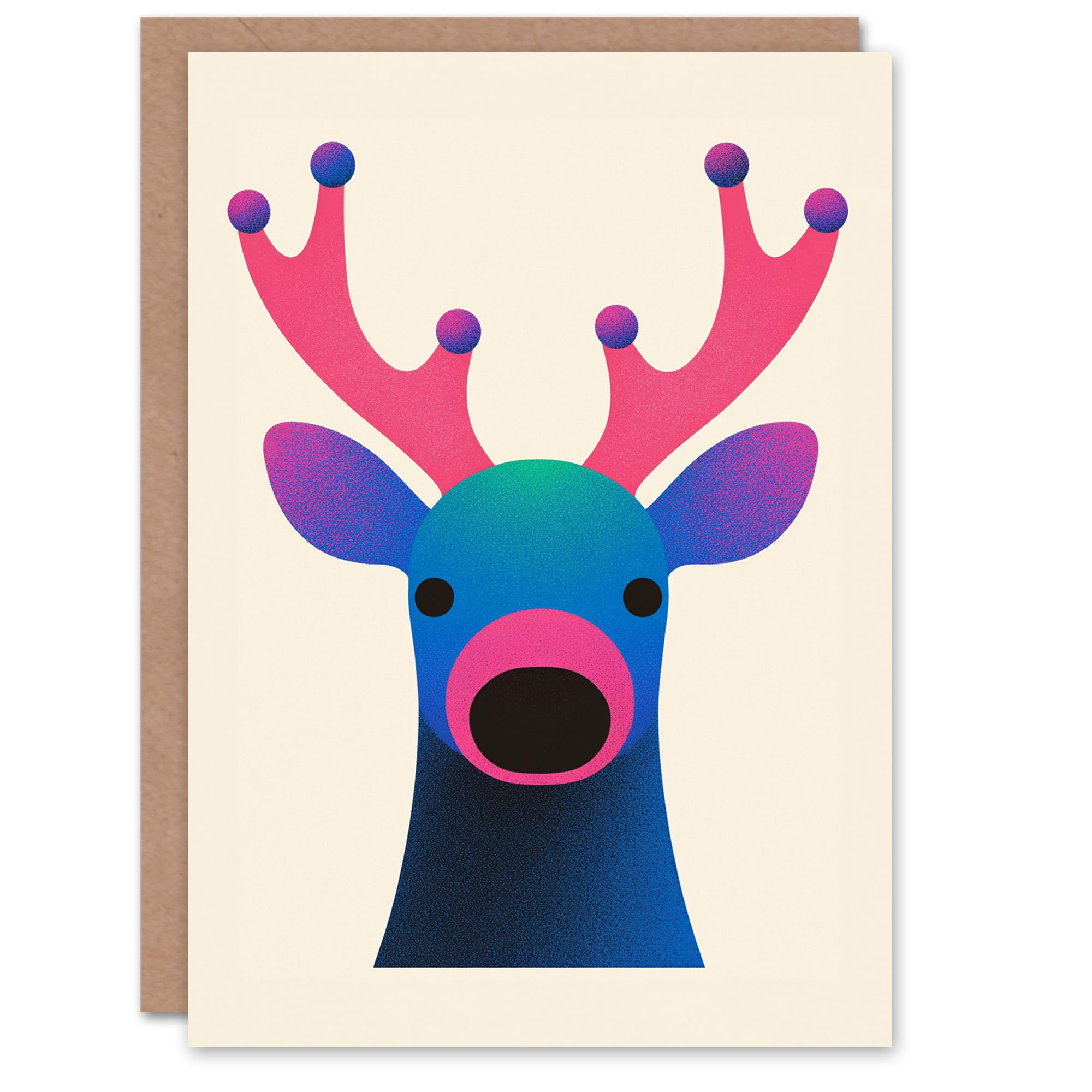 Wee Blue Coo Colourful Reindeer Bauble on Antlers Fun Xmas For Child Kids Christmas Card