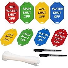 40PCS Shut Off Valve Tags with 100 Zip Ties & 2 Markers, Gas Valve Tag