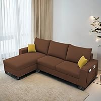 Casaliving Porto LHS 4 Seater L Shape Sofa Set for Living Room (Brown Fabric) Premium Velvet Fabric Sofa Set