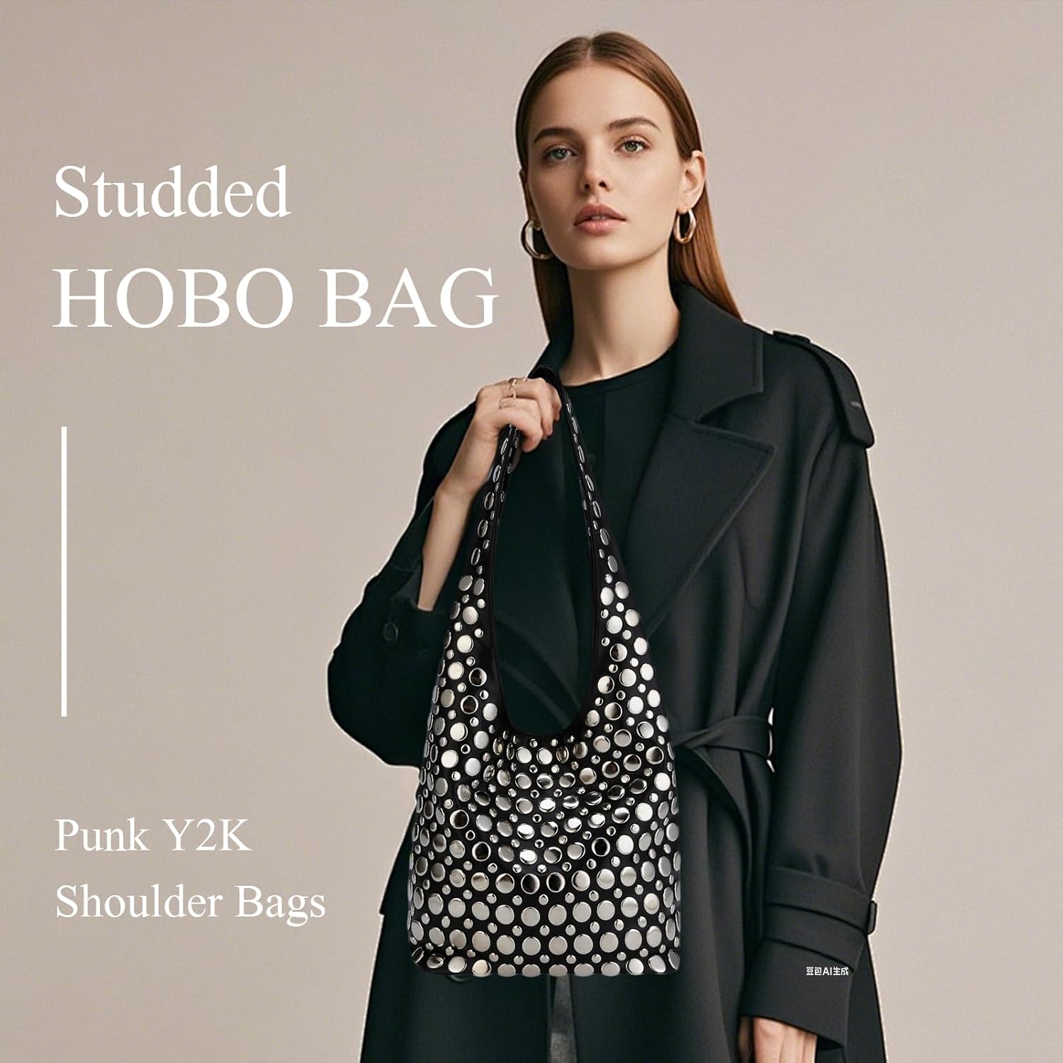 Studded Y2K Purses for Women Punk PU Leather Shoulder Hobo Bags Trendy Underarm Tote Handbags - Image 6